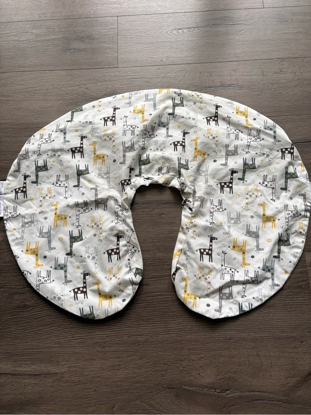 Boppy Giraffe Print Nursing Pillow Cover in White, Gray & Mustard